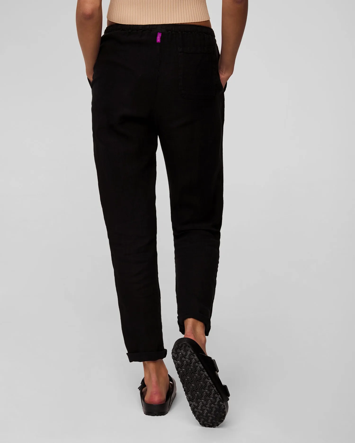 Women's black linen trousers Deha D02457-10009