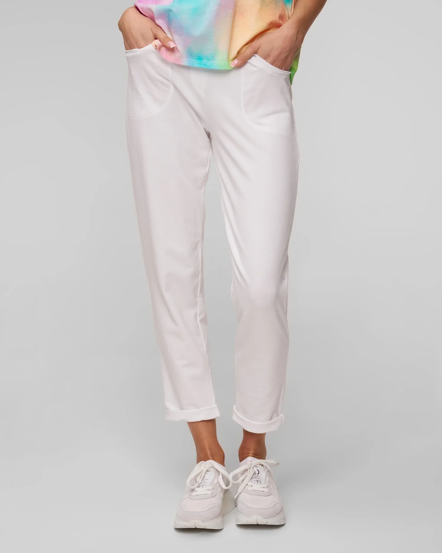 Women's white trousers Deha A00576-10001