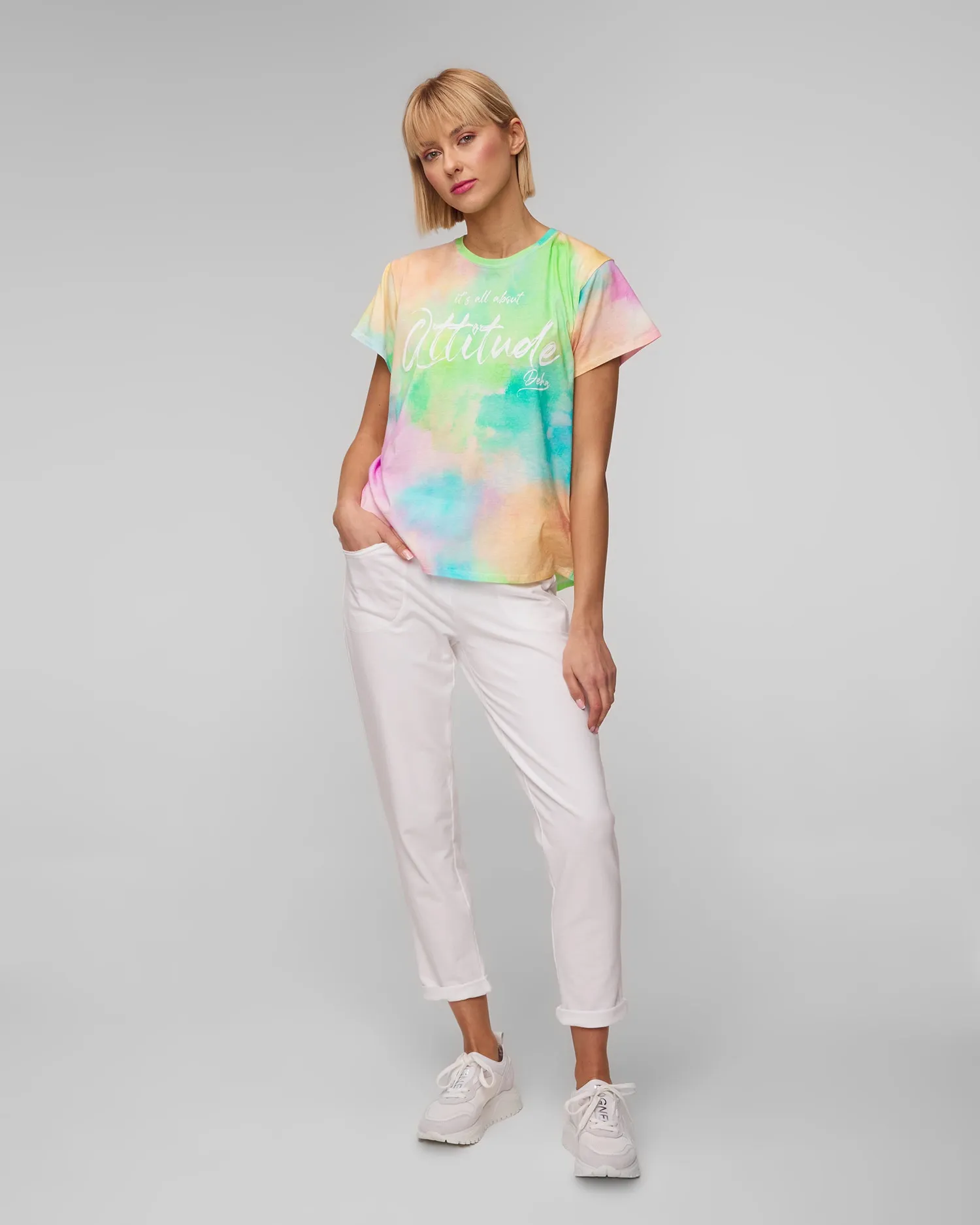 Women's white trousers Deha A00576-10001