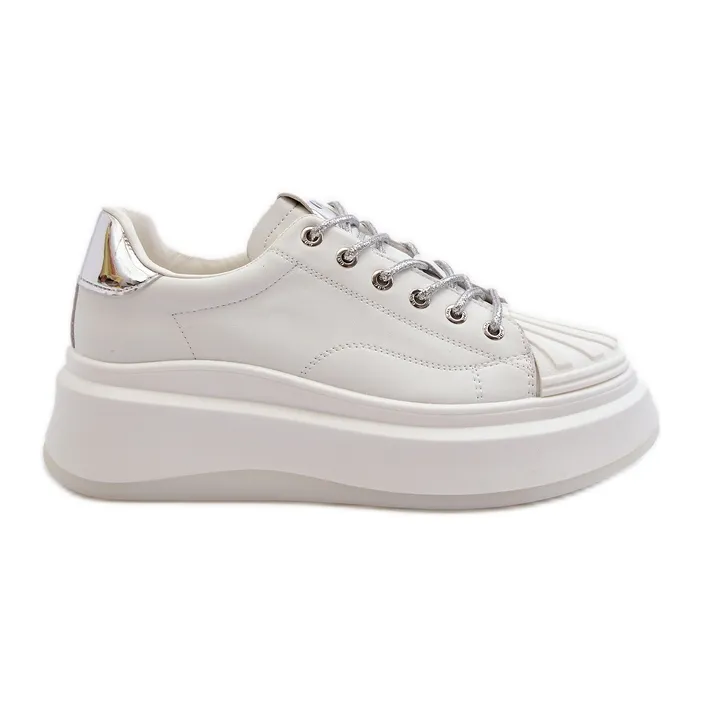 Women's Leather Sneakers on the GOE Platform NN2N4033 White