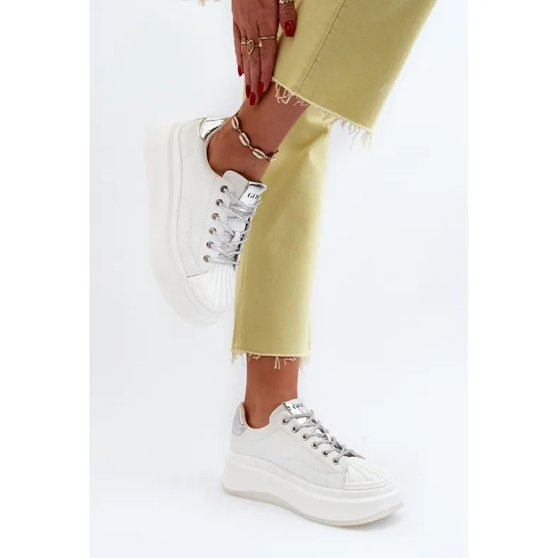 Women's Leather Sneakers on the GOE Platform NN2N4033 White