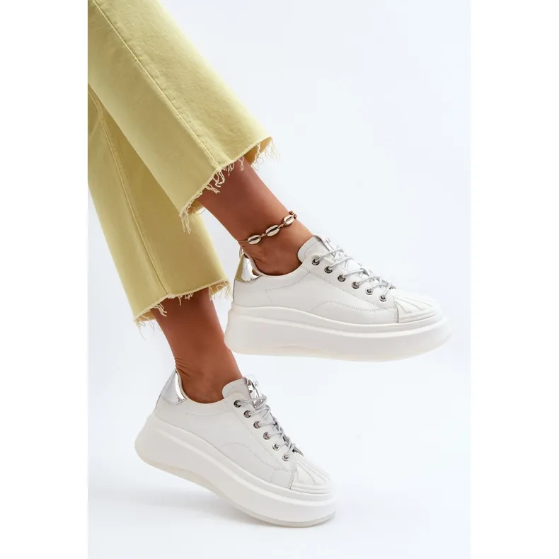 Women's Leather Sneakers on the GOE Platform NN2N4033 White