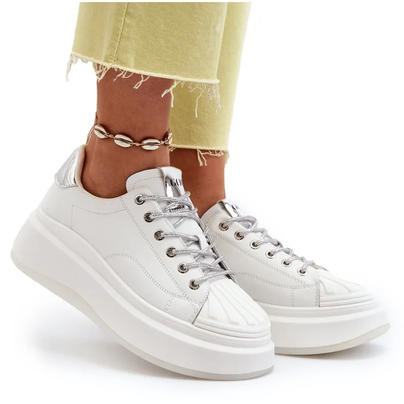 Women's Leather Sneakers on the GOE Platform NN2N4033 White