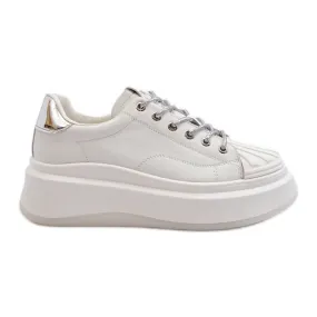 Women's Leather Sneakers on the GOE Platform NN2N4033 White