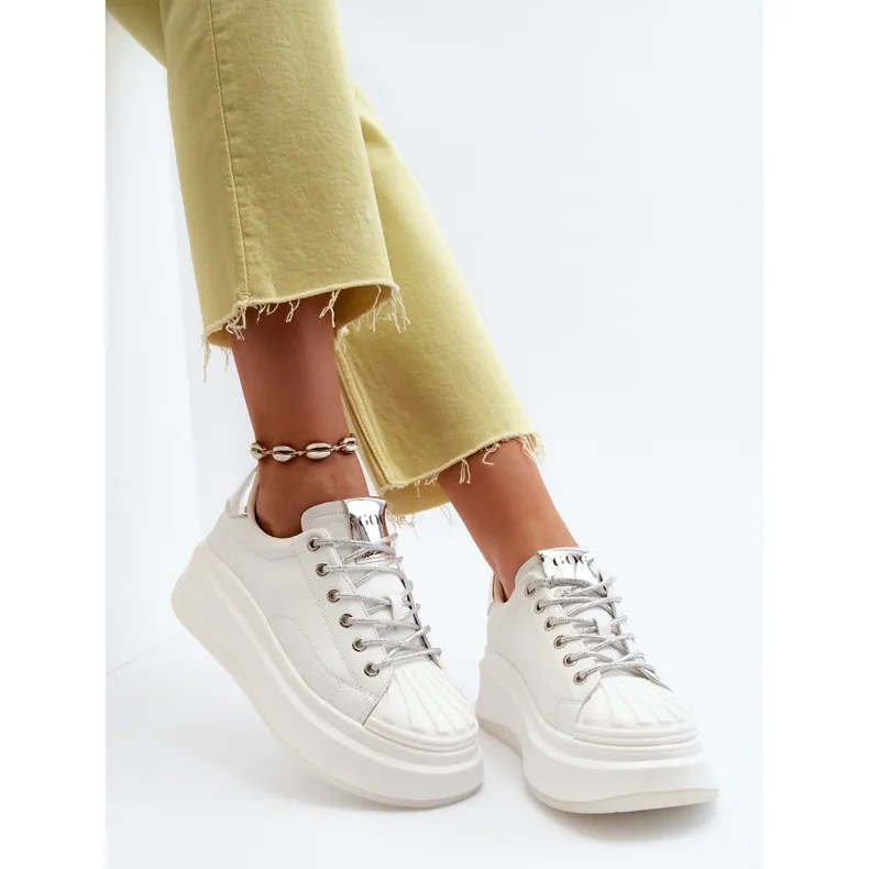 Women's Leather Sneakers on the GOE Platform NN2N4033 White