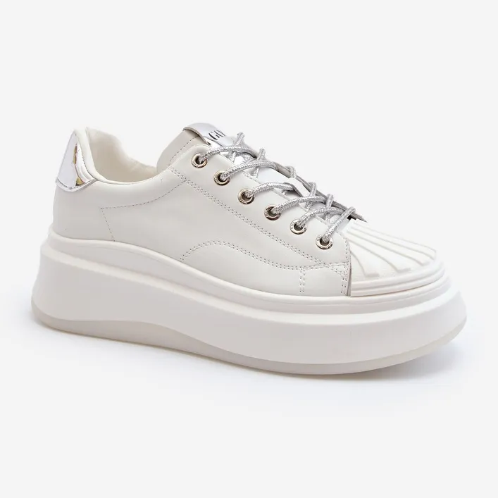 Women's Leather Sneakers on the GOE Platform NN2N4033 White