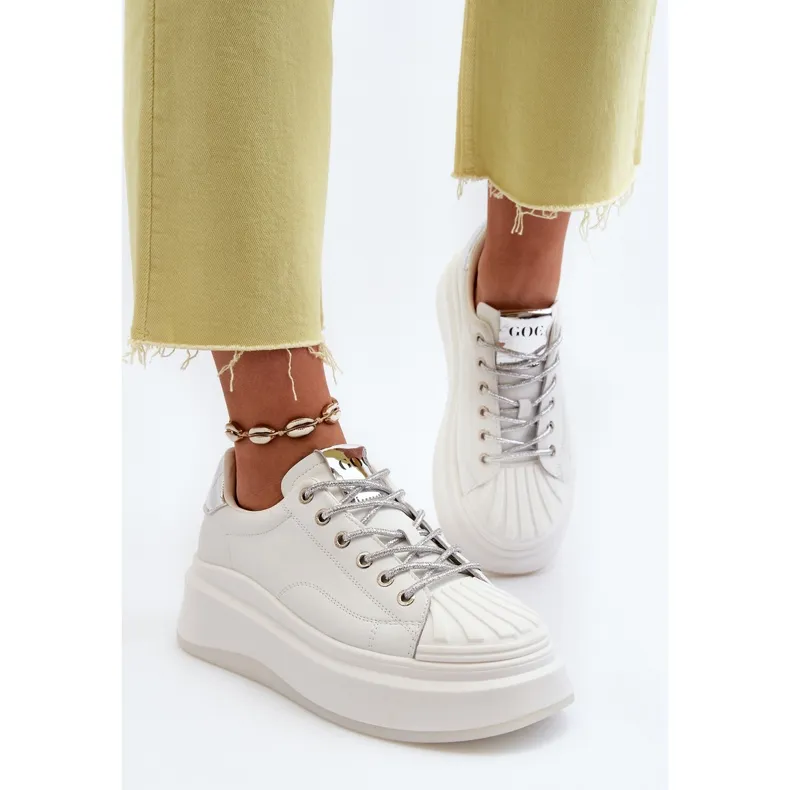 Women's Leather Sneakers on the GOE Platform NN2N4033 White