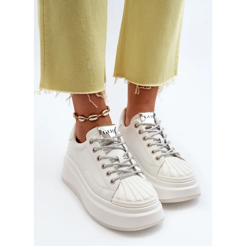 Women's Leather Sneakers on the GOE Platform NN2N4033 White