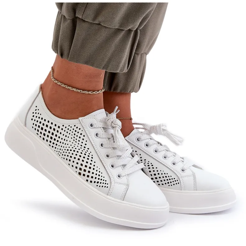 Women's Leather Sneakers on the Platform White S.Barski LR505