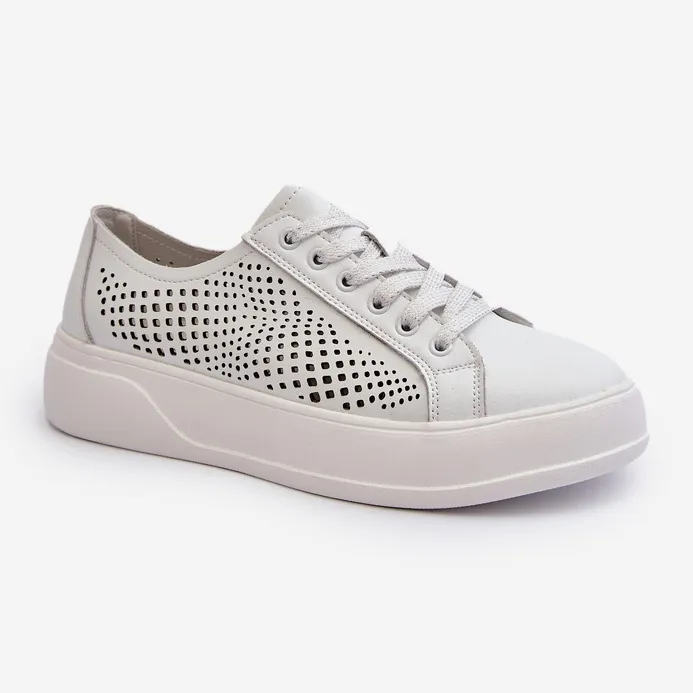 Women's Leather Sneakers on the Platform White S.Barski LR505