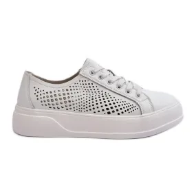 Women's Leather Sneakers on the Platform White S.Barski LR505