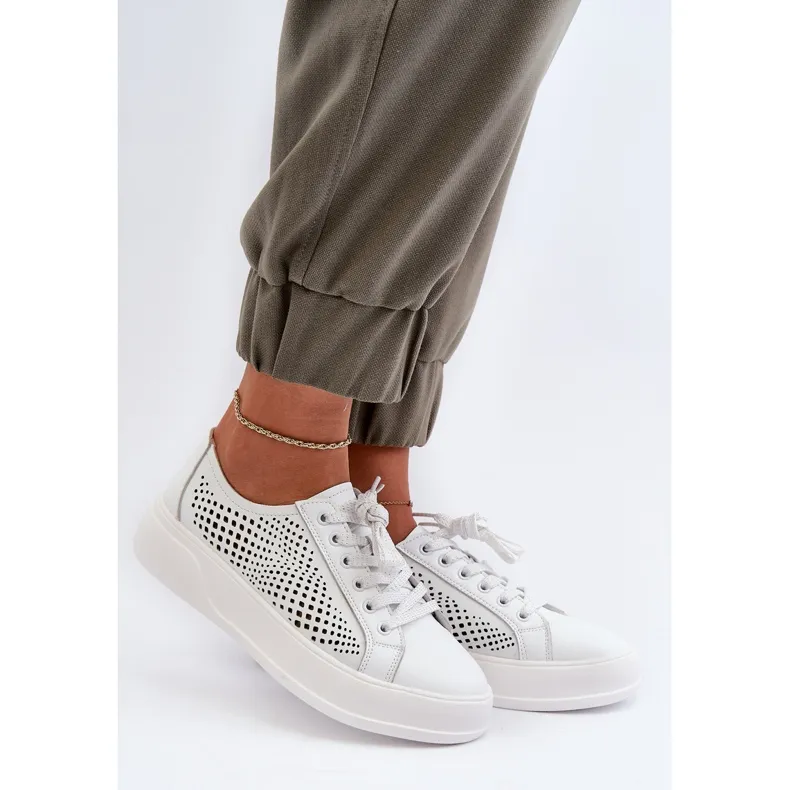 Women's Leather Sneakers on the Platform White S.Barski LR505