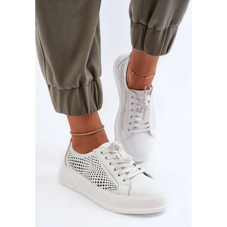 Women's Leather Sneakers on the Platform White S.Barski LR505