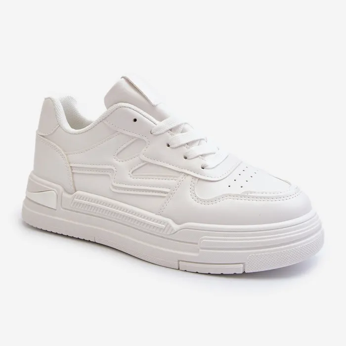 Women's Platform Sneakers Made of Eco Leather, White Lynnette