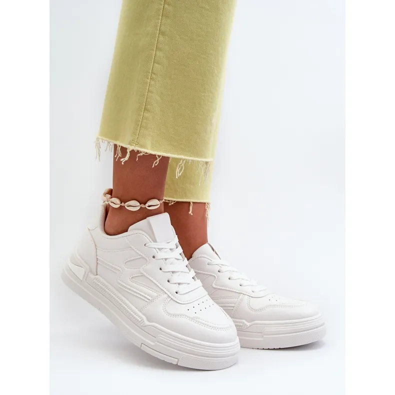 Women's Platform Sneakers Made of Eco Leather, White Lynnette