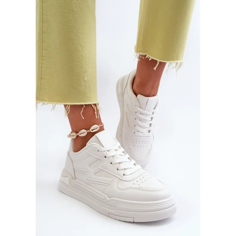 Women's Platform Sneakers Made of Eco Leather, White Lynnette