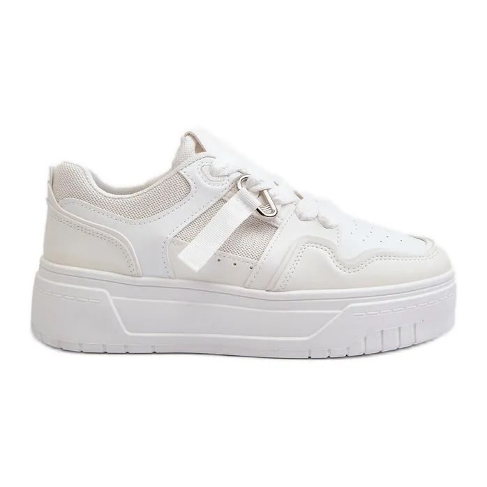 Women's Platform Sneakers Made of Eco Leather, White Moun