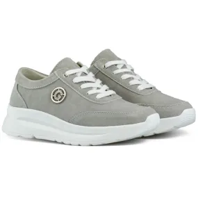 Women's sneakers made of natural leather in gray grey