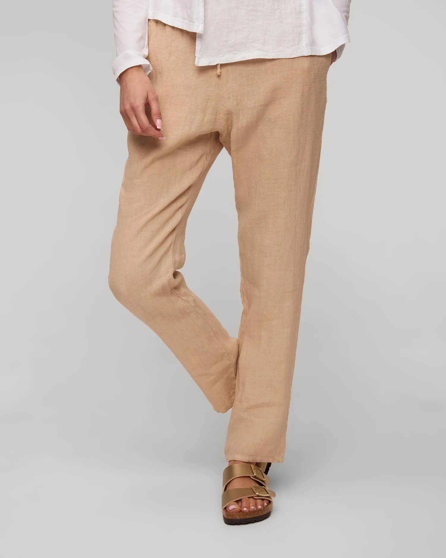 Women’s beige linen trousers Deha D02457-12111