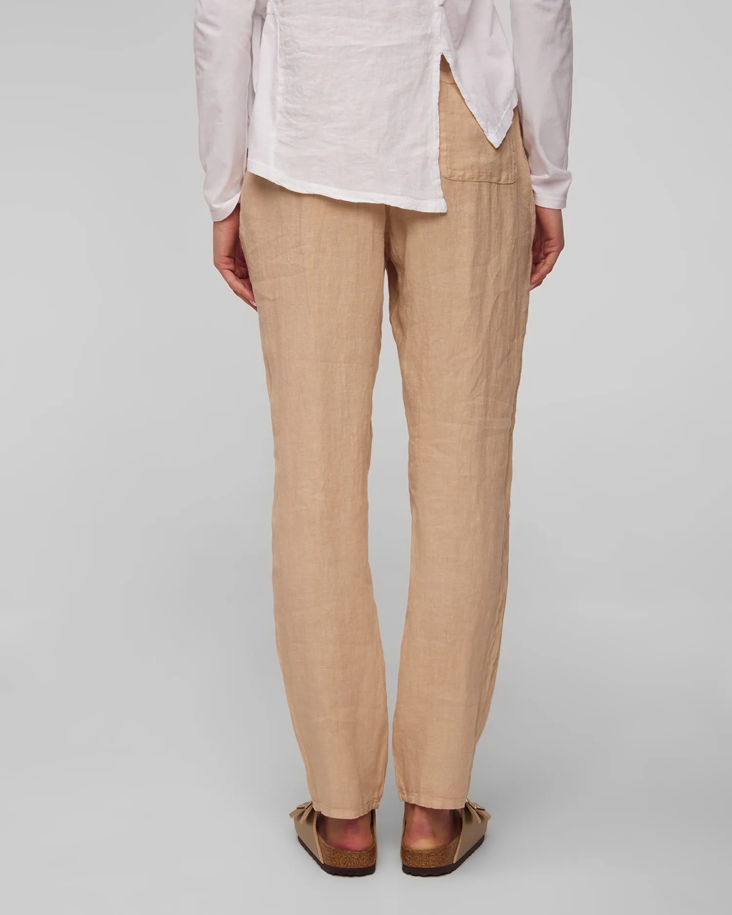 Women’s beige linen trousers Deha D02457-12111