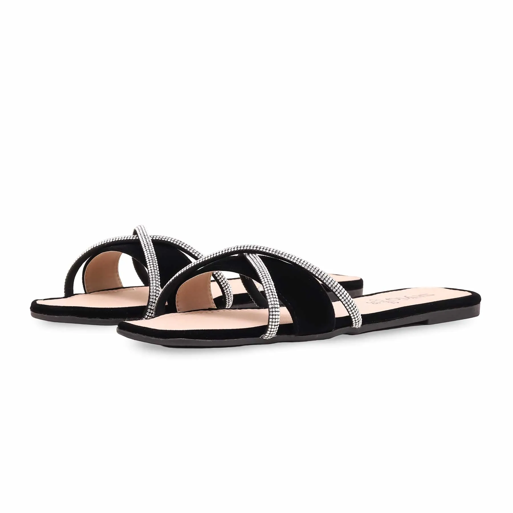 Women's Black Casual Slipper CL1862