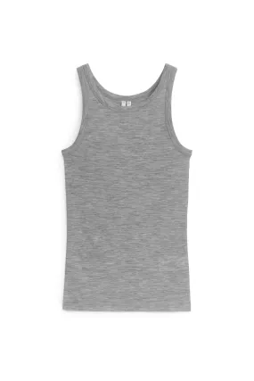 Wool Tank Top - Round neck - Sleeveless - Grey - Ladies | H&M GB