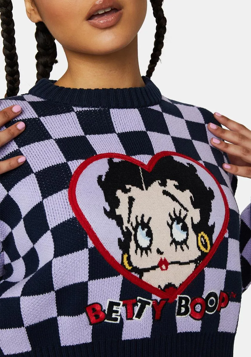 X Betty Boop Check Knit Jumper-