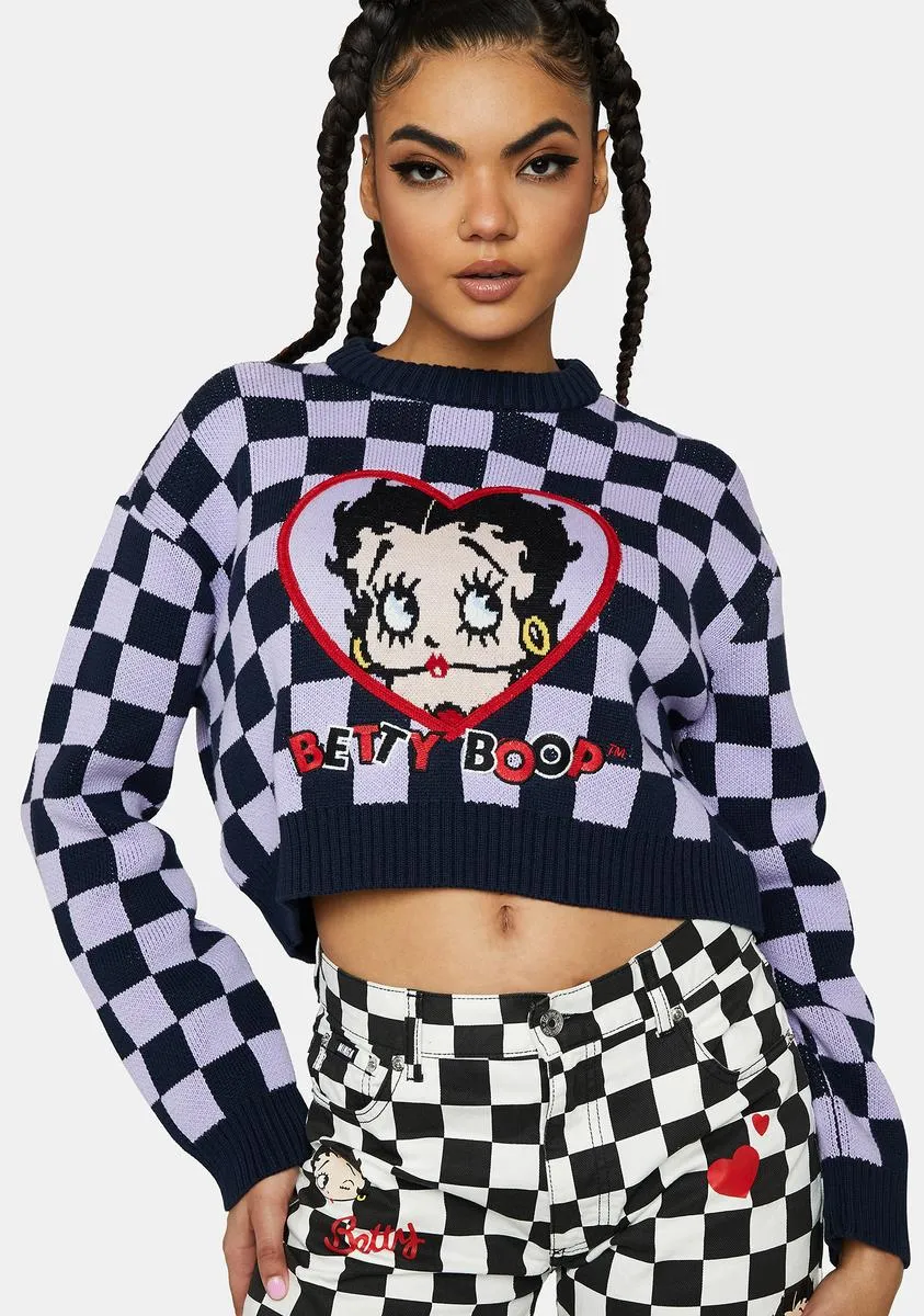 X Betty Boop Check Knit Jumper-