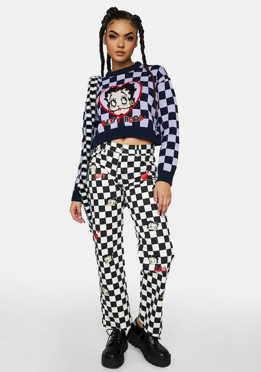 X Betty Boop Check Knit Jumper-