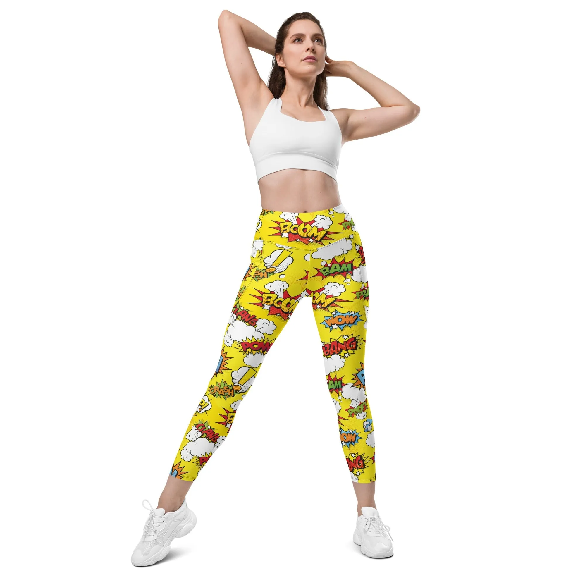 Yellow Pop Art Leggings With Pockets